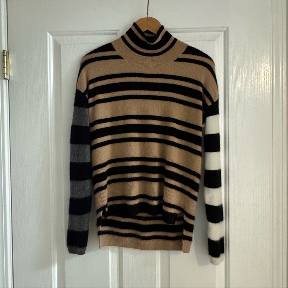 NAADAM Unique Striped Cashmere Turtleneck Sweater Size Small